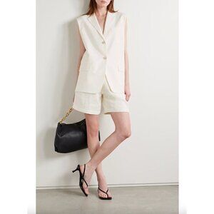 Theory Boxy Oversized Shoulder Pad Vest Ivory Womens Size Large